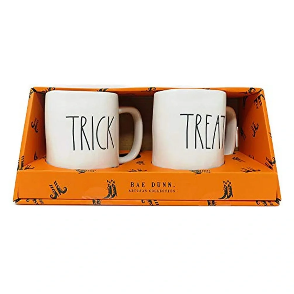 🆕🎃 ‘Trick’ and ‘Treat’ Mug Duo - Rae Dunn - Discontinued and RARE! Halloween - Picture 1 of 6